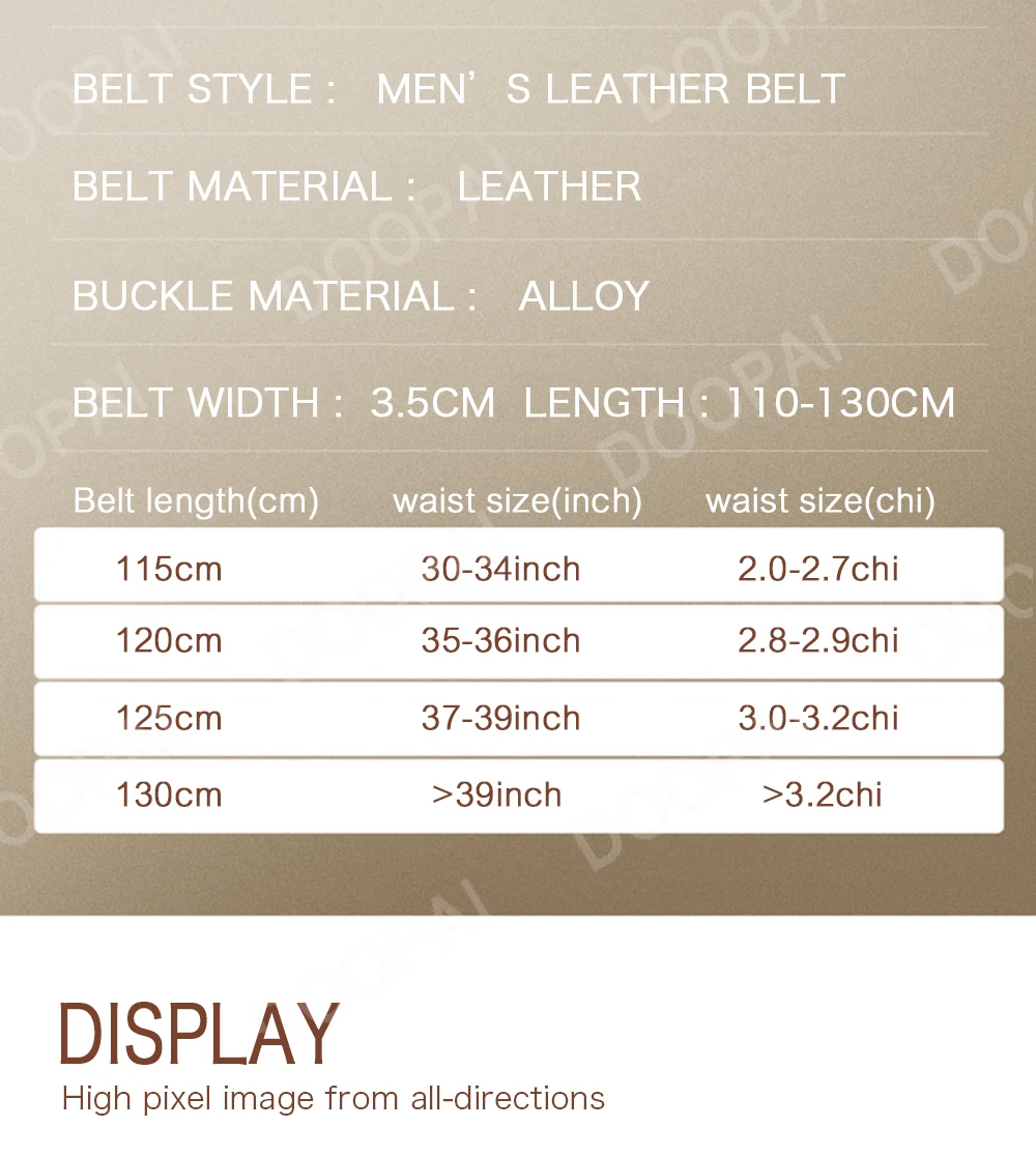 DOOPAI Mens Leather Belt Automatic Genuine Leather Belts Leisure Fashion Ratchet Belts for Men Pants Waistband Ремень