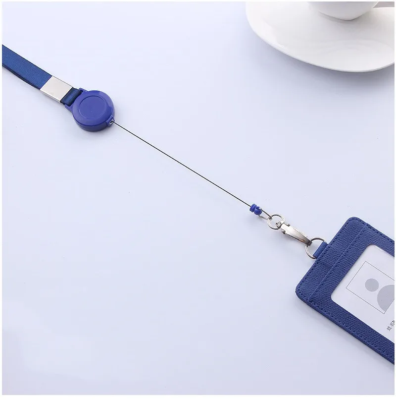 Retractable Lanyard Card Holder PU Badges Set Stationery ID Card Holder with Lanyard Badge Holder Business Name Tag Accessories