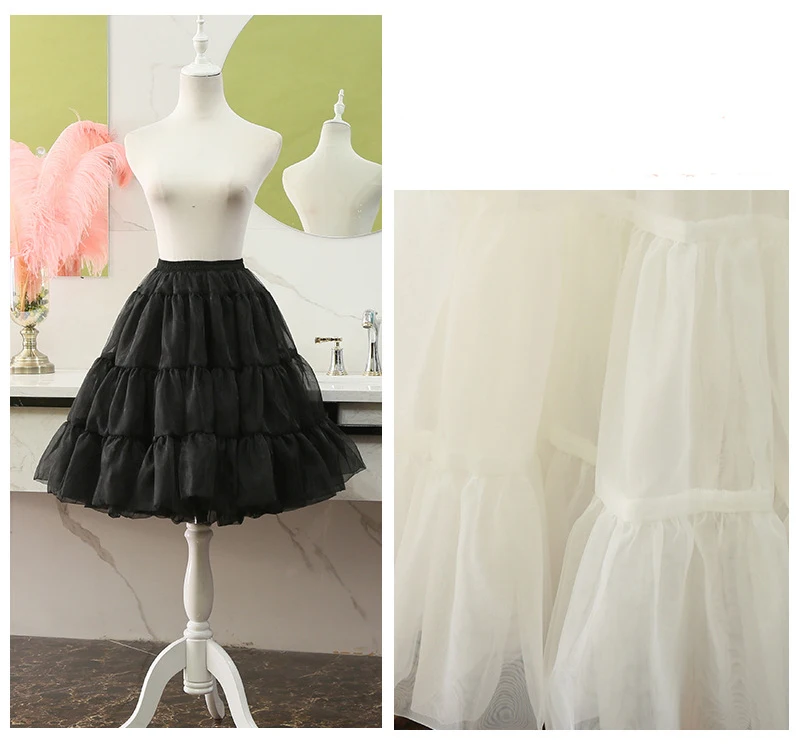 Puffy Short Organza Skirts Halloween Women's Crinoline Bridal Petticoat for Wedding Dress Ladies Girl Underskirt Rockabilly Tutu