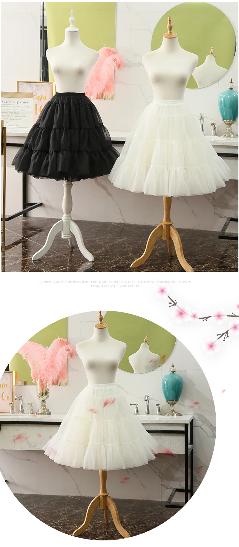 Puffy Short Organza Skirts Halloween Women's Crinoline Bridal Petticoat for Wedding Dress Ladies Girl Underskirt Rockabilly Tutu