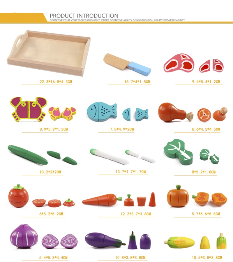 Simulation Kitchen Pretend Toy Wooden Classic Game Montessori Educational Toy For Children Kids Gift Cutting Fruit Vegetable Set