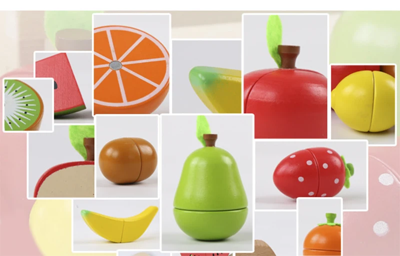 Simulation Kitchen Pretend Toy Wooden Classic Game Montessori Educational Toy For Children Kids Gift Cutting Fruit Vegetable Set
