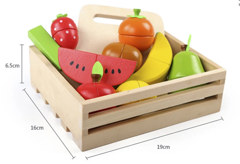 Simulation Kitchen Pretend Toy Wooden Classic Game Montessori Educational Toy For Children Kids Gift Cutting Fruit Vegetable Set