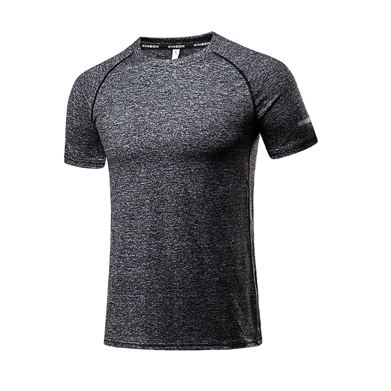 Solid Color Polyester T Shirts Men Clothing Gym Clothing Slim Fit Athletic Wear Camiseta Casual T-Shirt Running Ftness Tops Tees