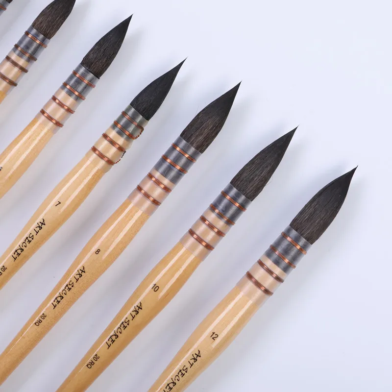 ArtSecret Stationery 20RQ Pure Squirrel Hair Paint Artistic Art Supplies Brushes For Watercolor Drawing