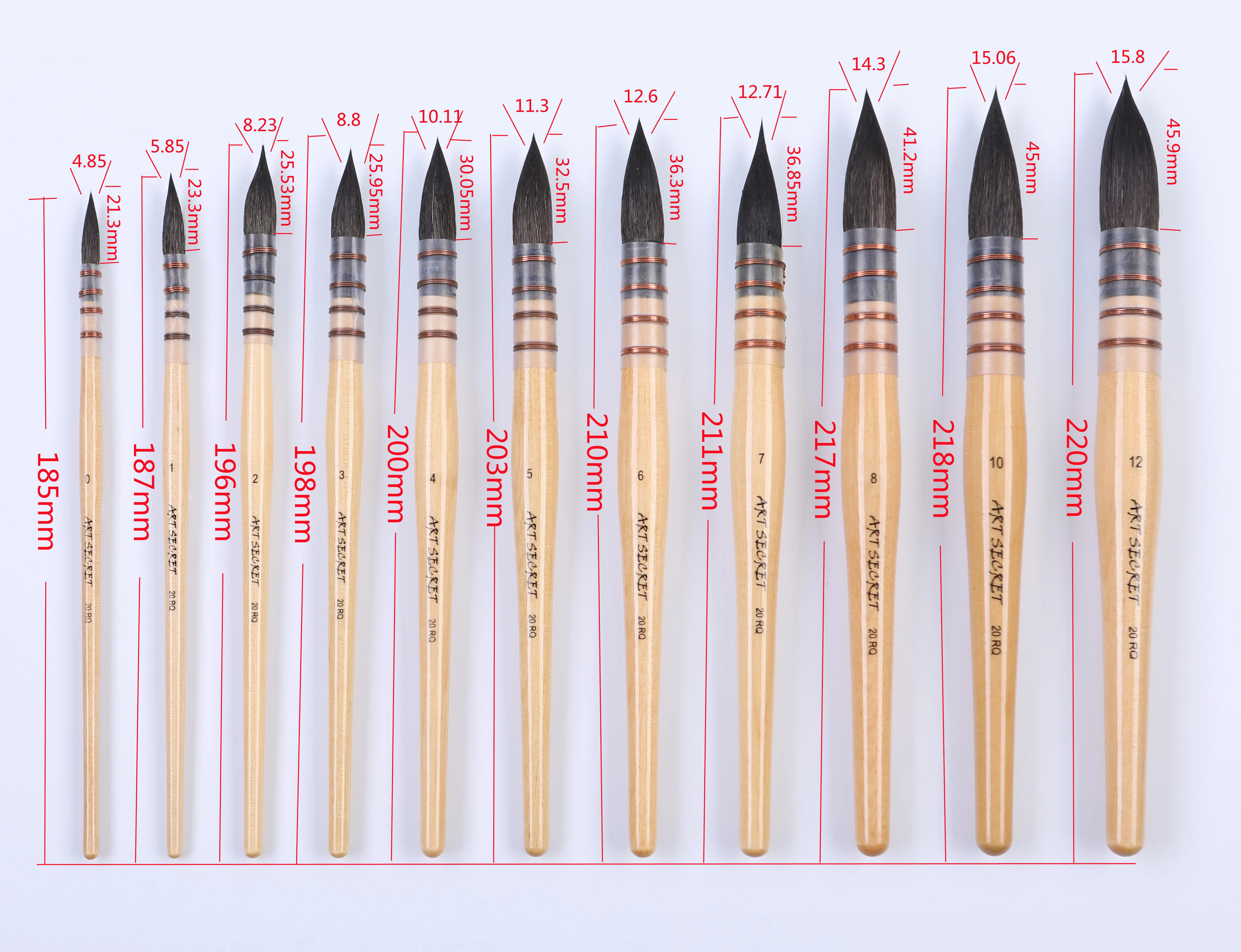 ArtSecret Stationery 20RQ Pure Squirrel Hair Paint Artistic Art Supplies Brushes For Watercolor Drawing