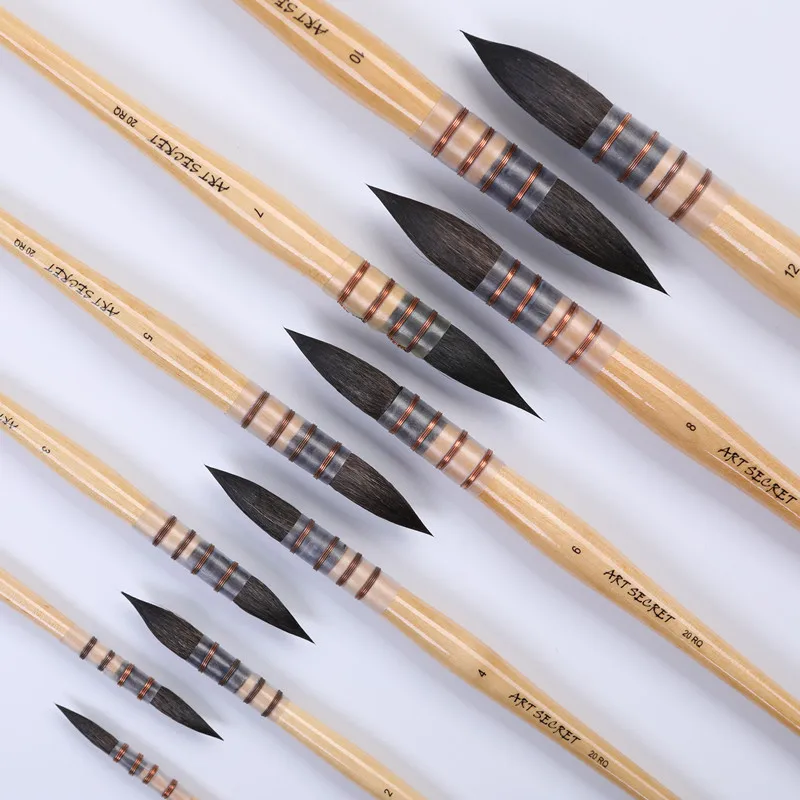 ArtSecret Stationery 20RQ Pure Squirrel Hair Paint Artistic Art Supplies Brushes For Watercolor Drawing