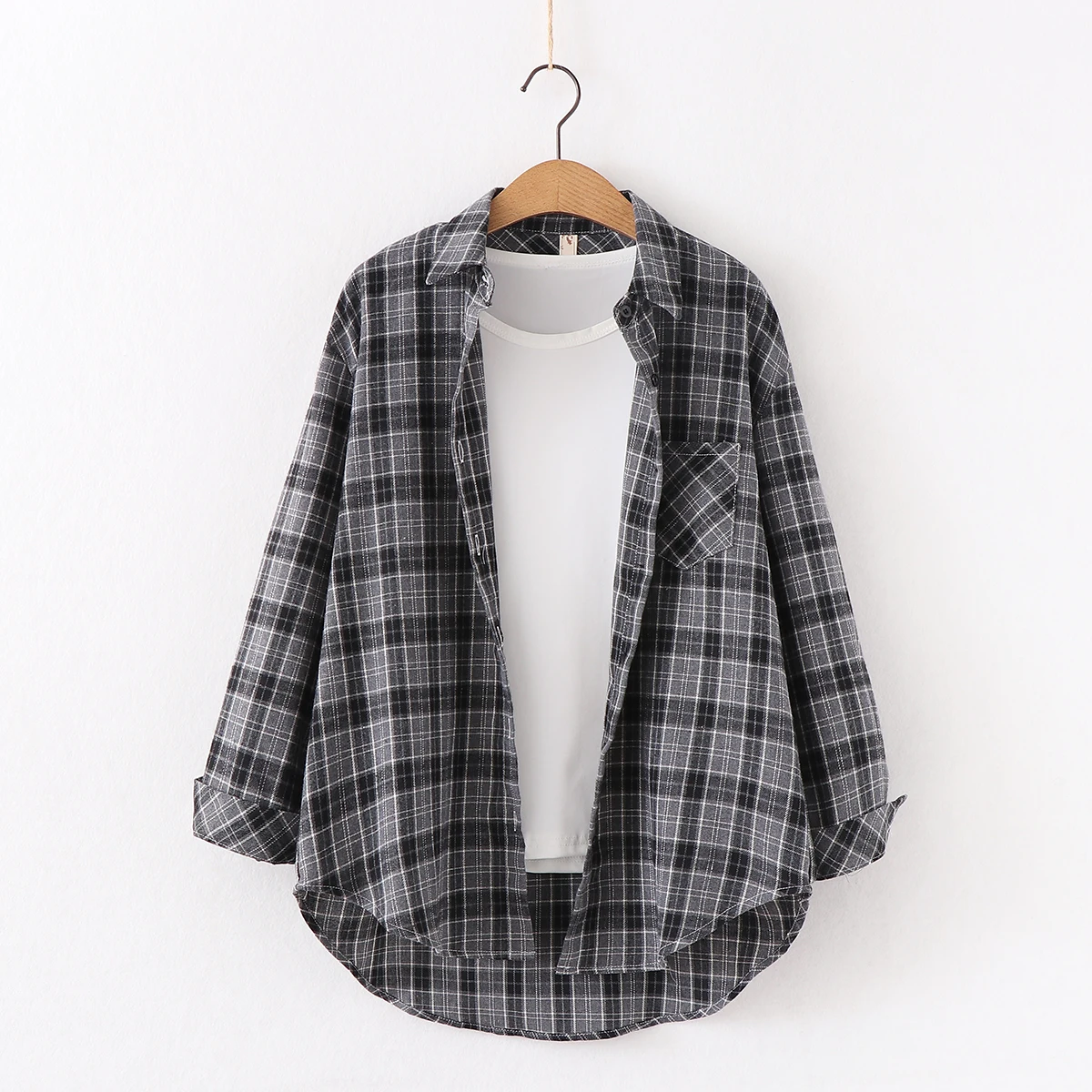 Loose Casual Style Women's Yellow Red Plaid Shirt 2023 New Womens Tops Large Size Long Sleeve Shirts Boutique Clothing