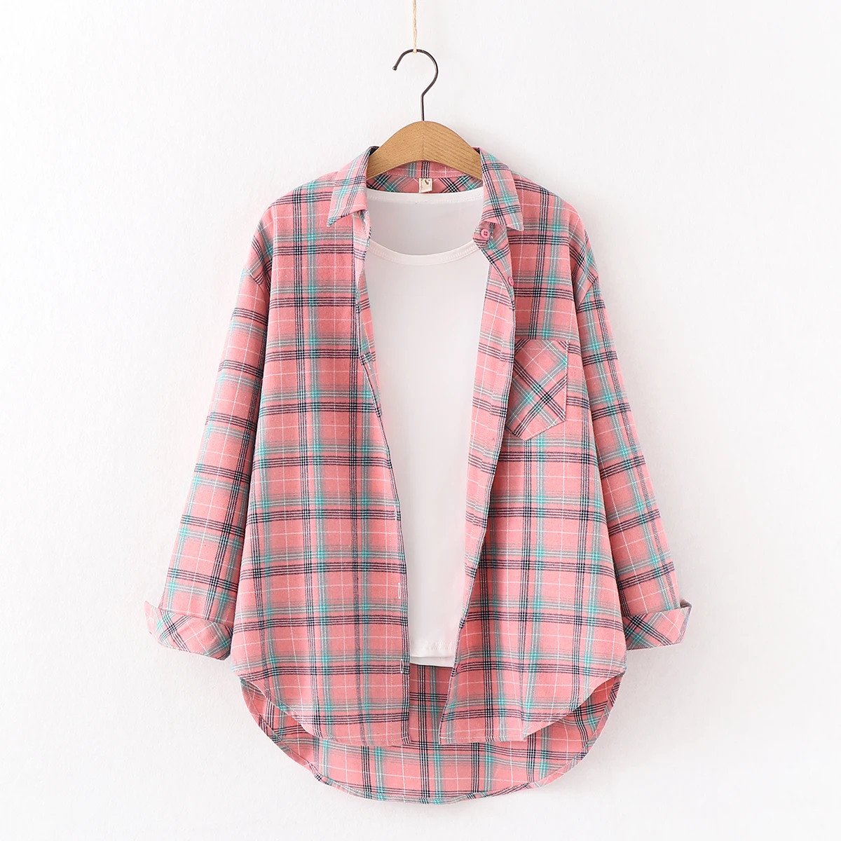 Loose Casual Style Women's Yellow Red Plaid Shirt 2023 New Womens Tops Large Size Long Sleeve Shirts Boutique Clothing