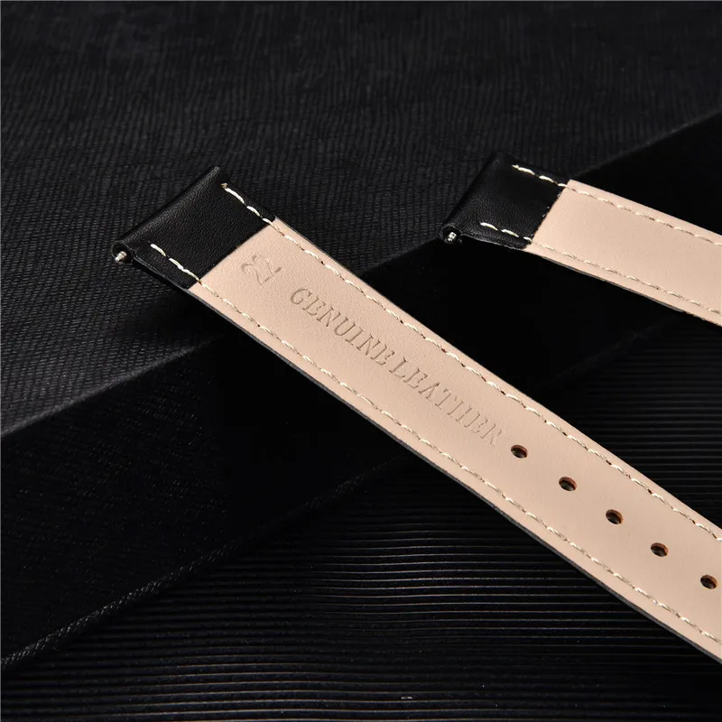 Smooth Genuine Calfskin Leather Watchband 18mm 20mm 22mm 24mm Straps with Solid Automatic Butterfly Buckle Business Watch Band