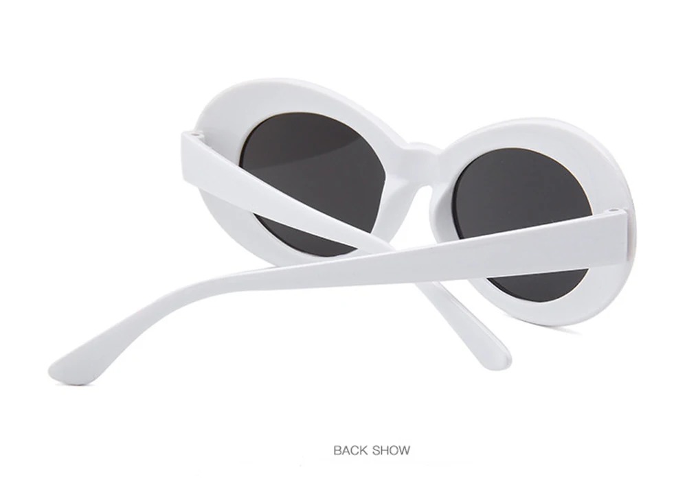 Goggle Glasses Oval Sunglasses Ladies Trendy Hot Vintage Retro Sunglasses Women's White Black Eyewear UV