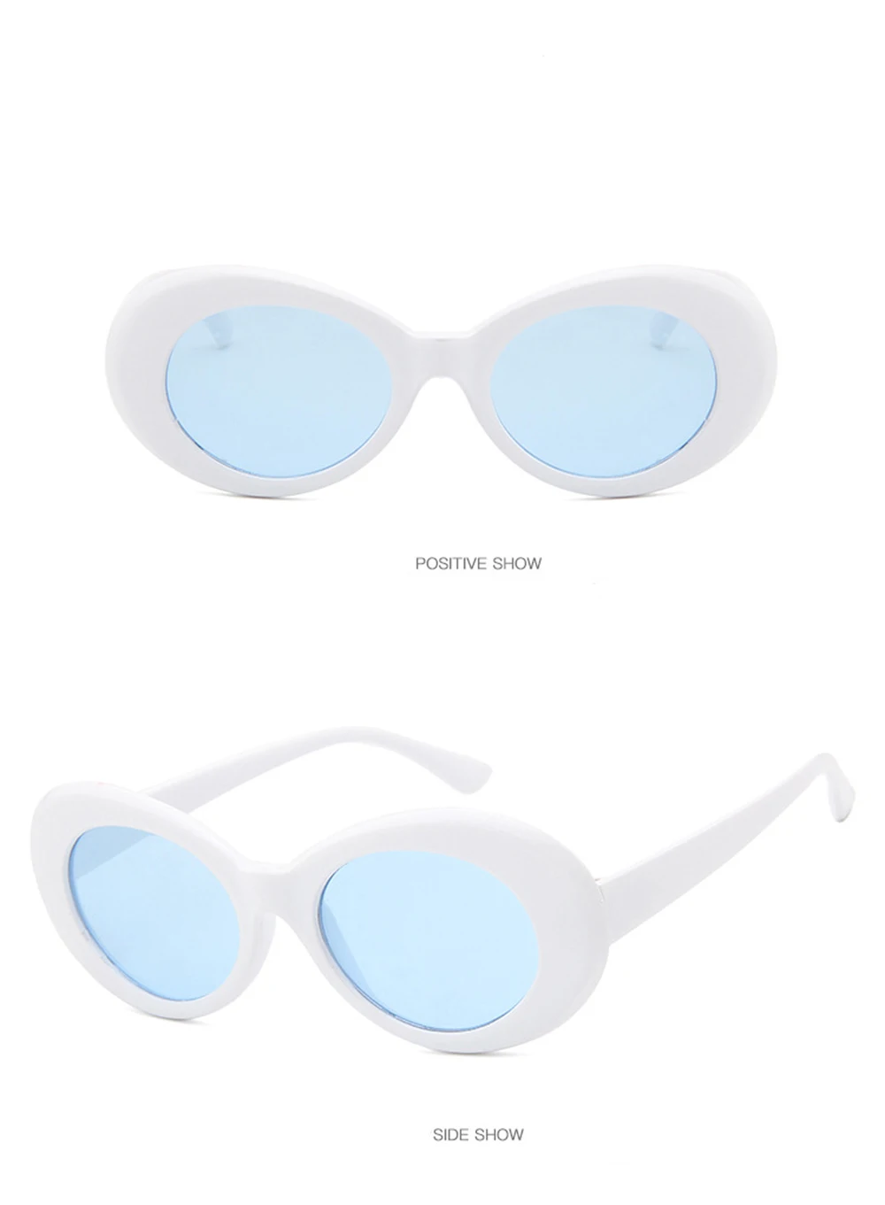 Goggle Glasses Oval Sunglasses Ladies Trendy Hot Vintage Retro Sunglasses Women's White Black Eyewear UV