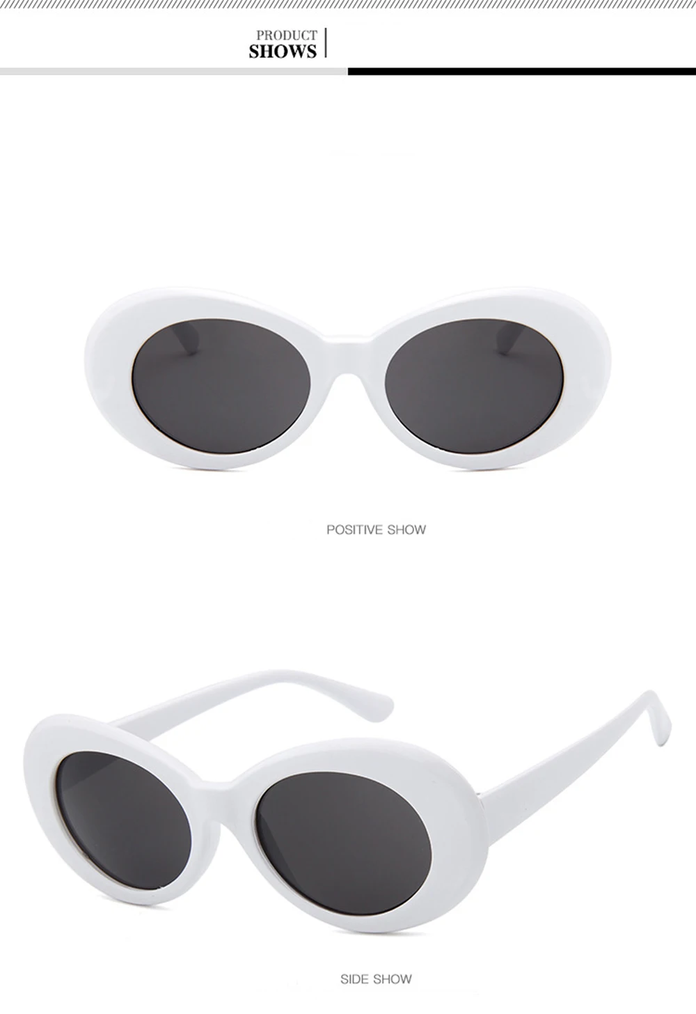 Goggle Glasses Oval Sunglasses Ladies Trendy Hot Vintage Retro Sunglasses Women's White Black Eyewear UV