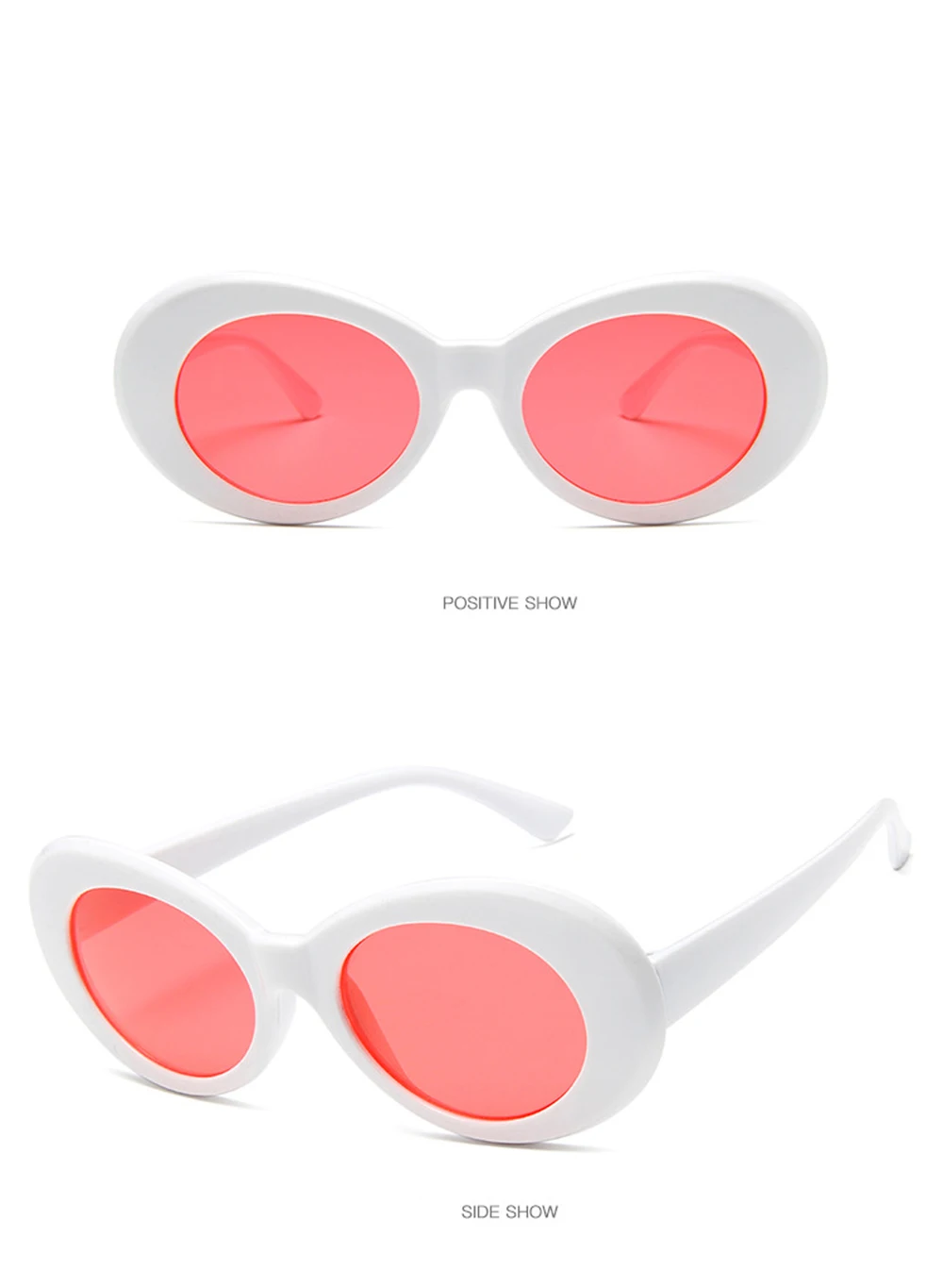 Goggle Glasses Oval Sunglasses Ladies Trendy Hot Vintage Retro Sunglasses Women's White Black Eyewear UV