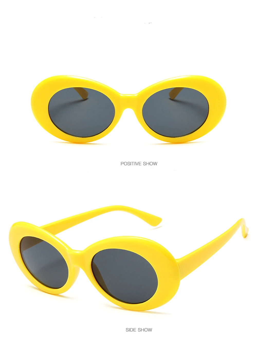 Goggle Glasses Oval Sunglasses Ladies Trendy Hot Vintage Retro Sunglasses Women's White Black Eyewear UV