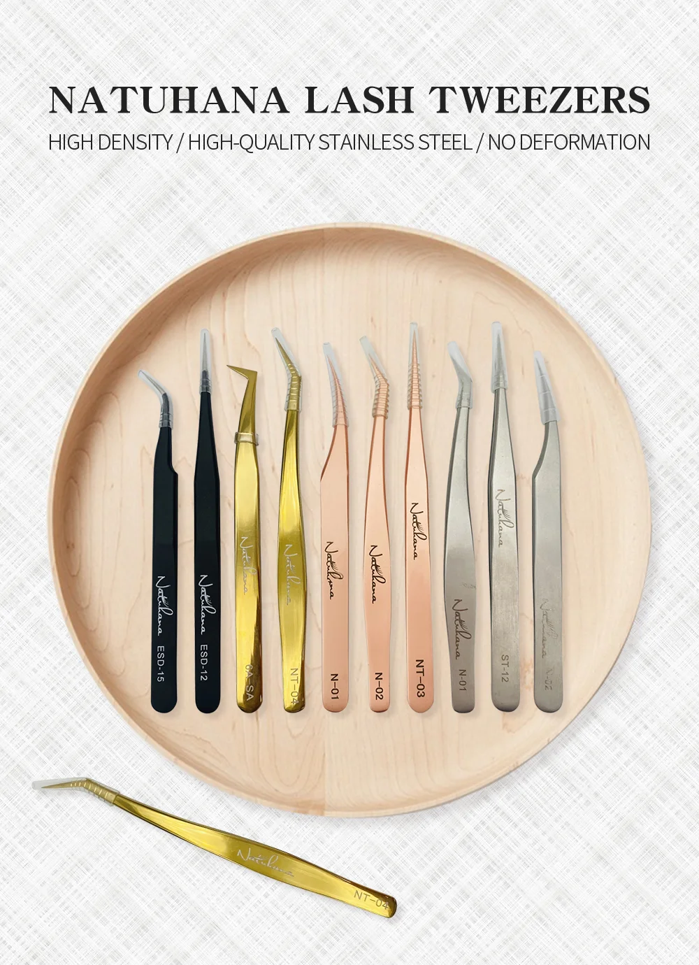 NATUHANA Anti-static Straight Eyelash Extension Tweezers Industrial Precision Curved Straight Lash Eyebrow Tweezers Makeup Tools
