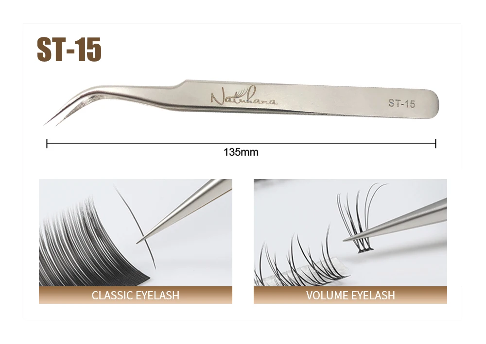 NATUHANA Anti-static Straight Eyelash Extension Tweezers Industrial Precision Curved Straight Lash Eyebrow Tweezers Makeup Tools
