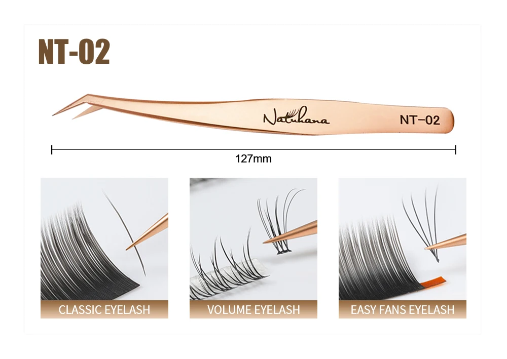 NATUHANA Anti-static Straight Eyelash Extension Tweezers Industrial Precision Curved Straight Lash Eyebrow Tweezers Makeup Tools