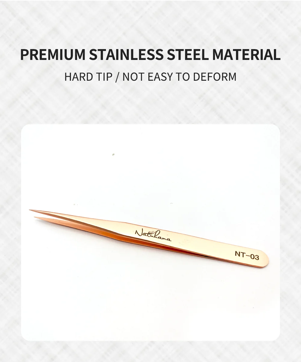 NATUHANA Anti-static Straight Eyelash Extension Tweezers Industrial Precision Curved Straight Lash Eyebrow Tweezers Makeup Tools