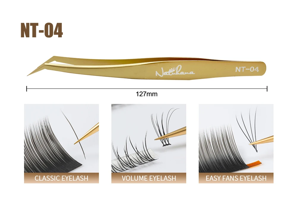 NATUHANA Anti-static Straight Eyelash Extension Tweezers Industrial Precision Curved Straight Lash Eyebrow Tweezers Makeup Tools