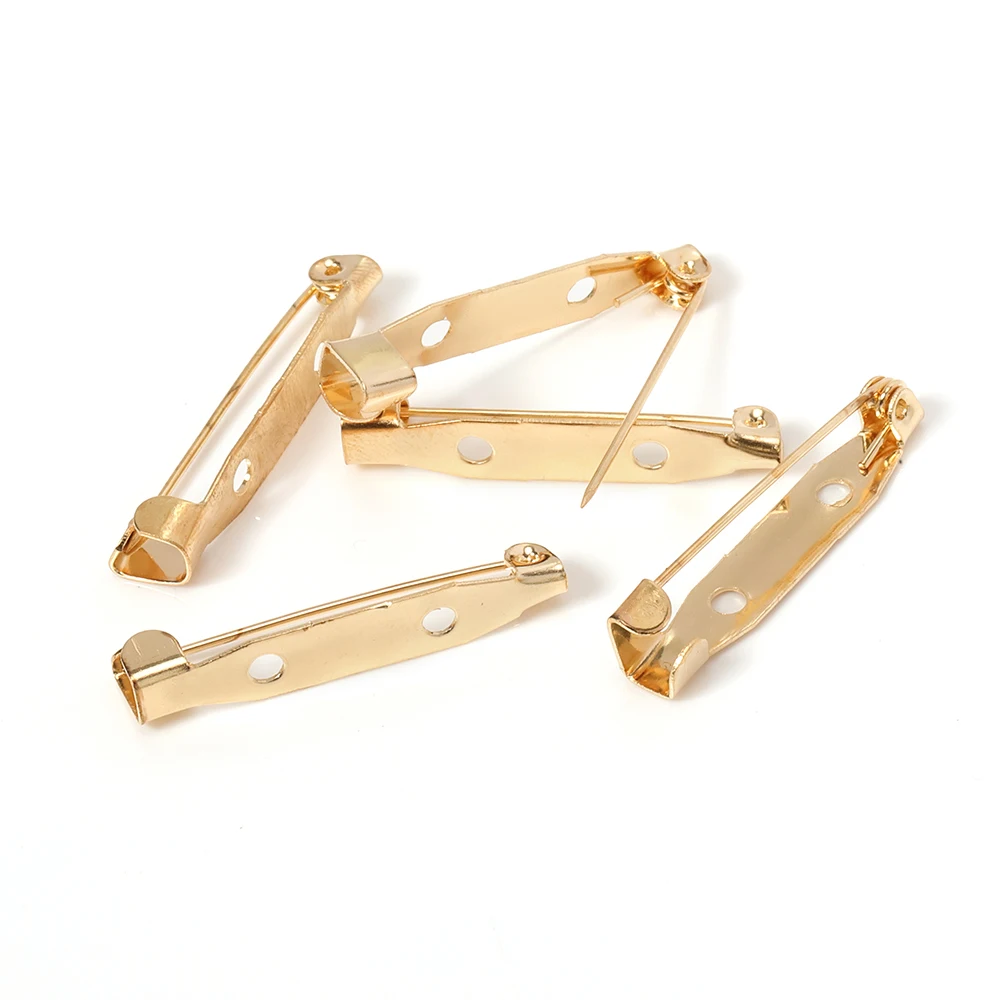50pcs Brooch Pin Base with Hole Safety Pins Clips 15-35mm Brooch Settings Blank Accessories for Jewelry Making Wholesale DIY