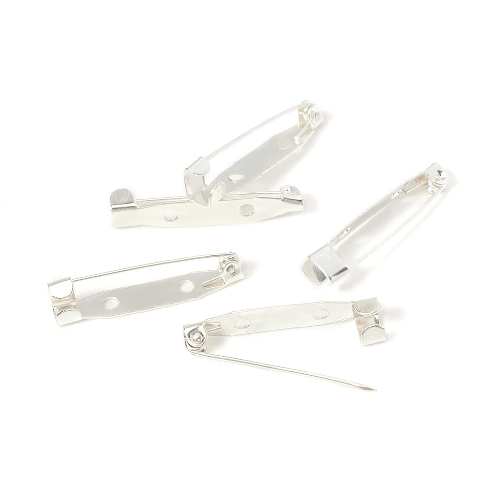 50pcs Brooch Pin Base with Hole Safety Pins Clips 15-35mm Brooch Settings Blank Accessories for Jewelry Making Wholesale DIY