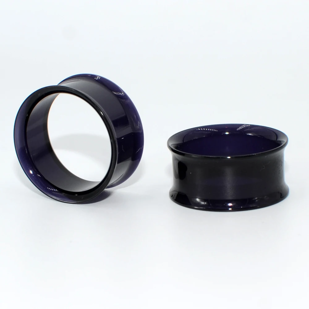 Pair Transparent &White&Black Color UV Acrylic Double Flared Ear Tunnel Expander Ear Plug Ear Gauges Body Piercing Jewelry