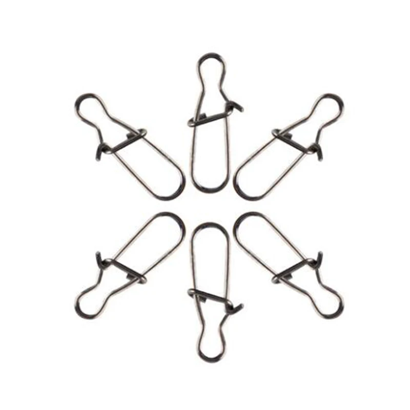 30Pcs/Lot Stainless Steel Hook Fast Clip Lock Snap Swivel Fishing Solid Rings Safety Snaps Fishing Hook Connector Fishing Tackle