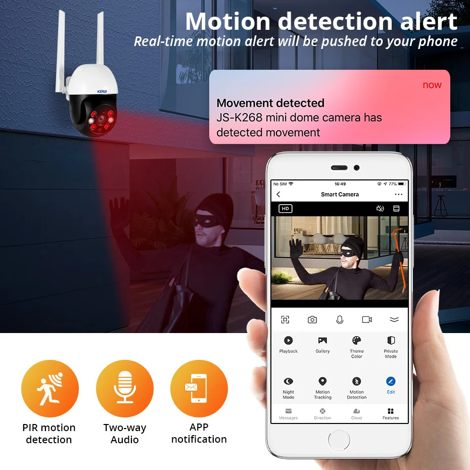KERUI 5MP 8MP 4K PTZ WiFi IP Wireless Camera Tuya Smart Outdoor Home Security Dual Lens 10MP 5K Camera CCTV Video Surveillance