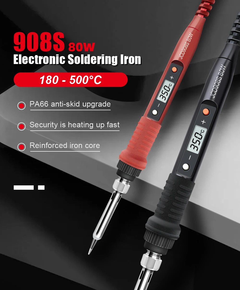 JCD 80W Electric Soldering Iron LCD Digital Display Adjustable Temperature Soldering Iron Tips 220V Welding Repair Tools 908S