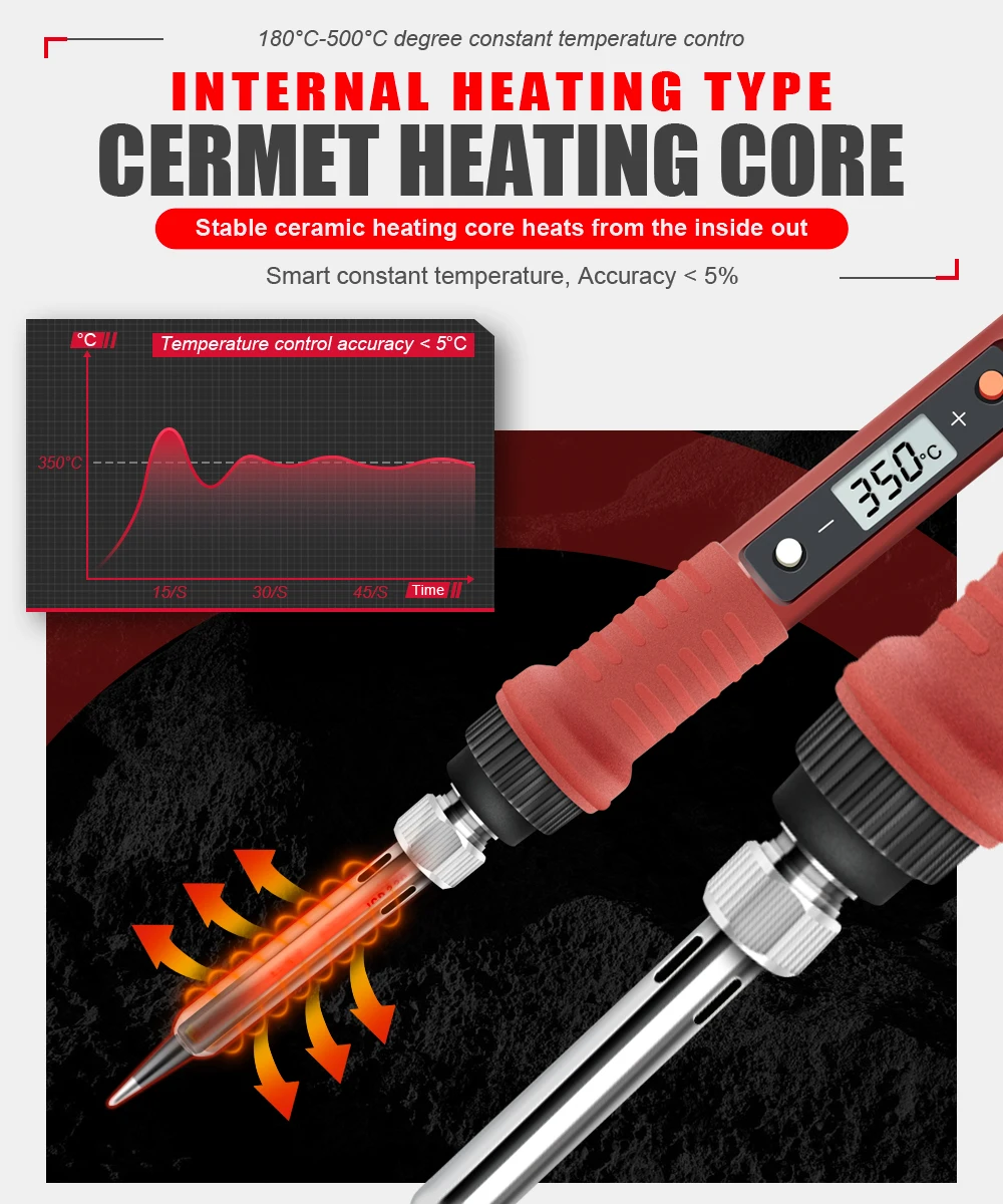 JCD 80W Electric Soldering Iron LCD Digital Display Adjustable Temperature Soldering Iron Tips 220V Welding Repair Tools 908S