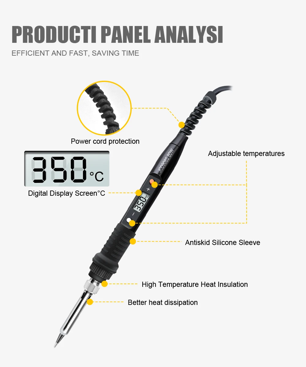 JCD 80W Electric Soldering Iron LCD Digital Display Adjustable Temperature Soldering Iron Tips 220V Welding Repair Tools 908S