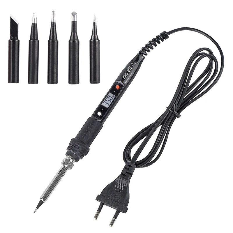 JCD 80W Electric Soldering Iron LCD Digital Display Adjustable Temperature Soldering Iron Tips 220V Welding Repair Tools 908S