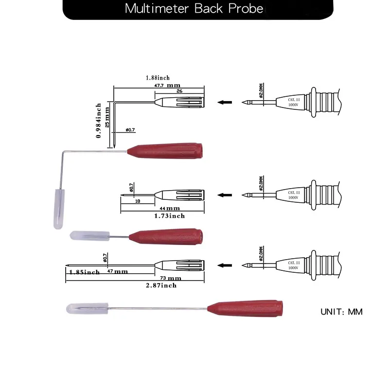 Back Probe Instrument Parts Accessories Test Probe Multimeter 2Mm Interface Very Diameter 0.7mm Fine Tester Puncture