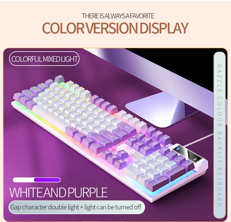 104 Keys Gaming Keyboard Wired Keyboard Color Matching Backlit Mechanical Feel Computer E-sports Peripherals for Desktop Laptop