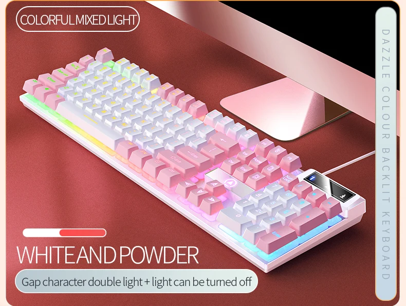 104 Keys Gaming Keyboard Wired Keyboard Color Matching Backlit Mechanical Feel Computer E-sports Peripherals for Desktop Laptop