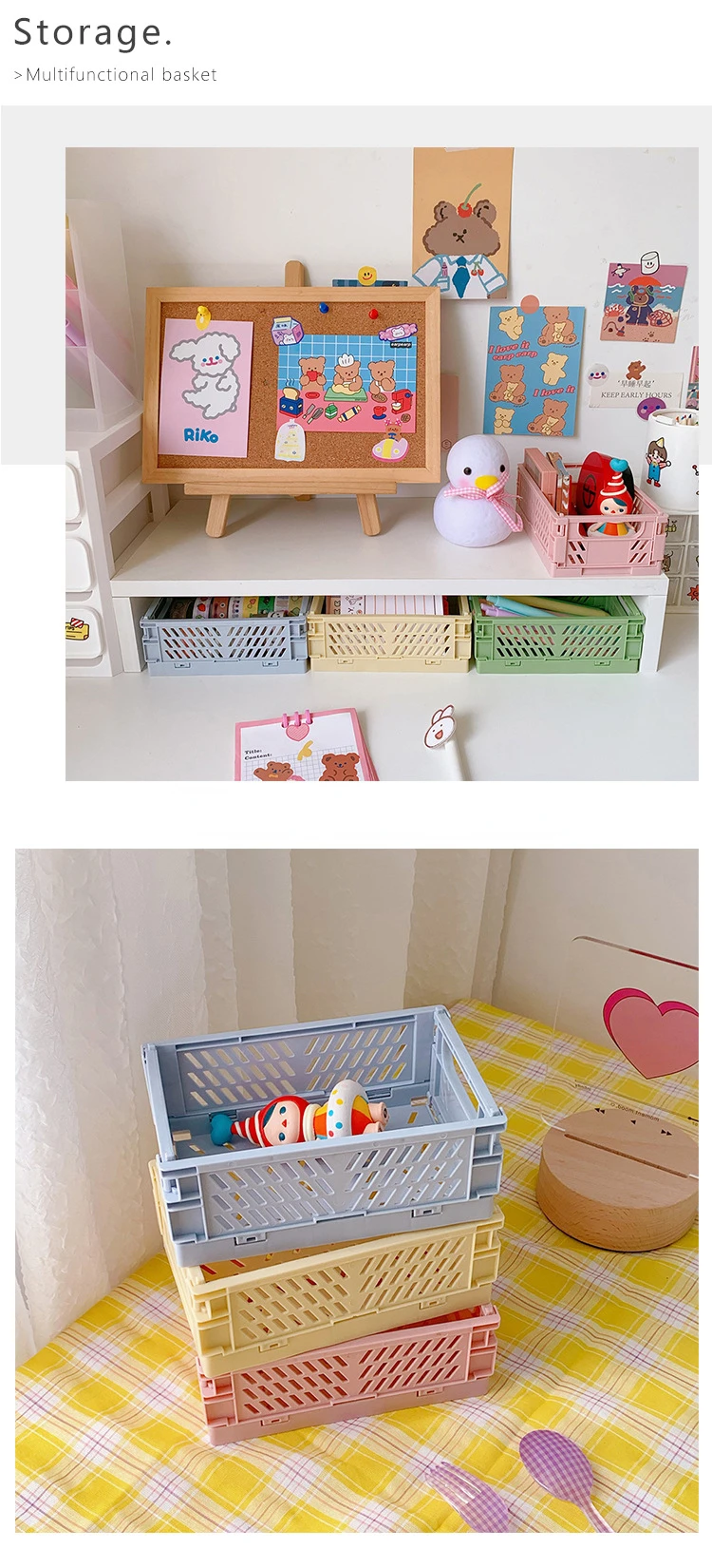 New Mini Plastic Stackable Foldable Stationary Holder Simple Cute Student Office Desktop Storage Box Stationery Home Organizer