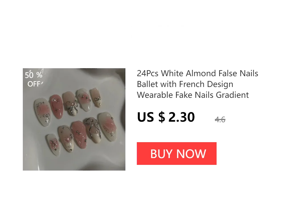 24pcs/Box Long Coffin False Nails Art Rose with Glue Wearable Nude Pink White Color Jelly Nails Tips Full Cover Press on Nails