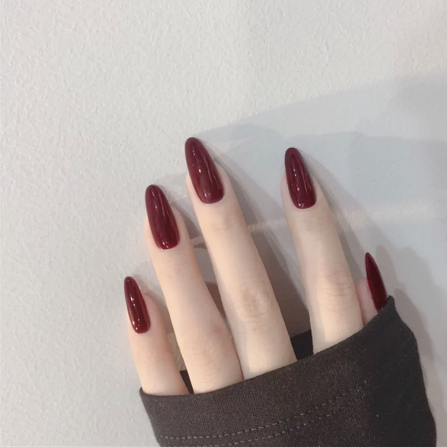 24pcs/Box Long Coffin False Nails Art Rose with Glue Wearable Nude Pink White Color Jelly Nails Tips Full Cover Press on Nails
