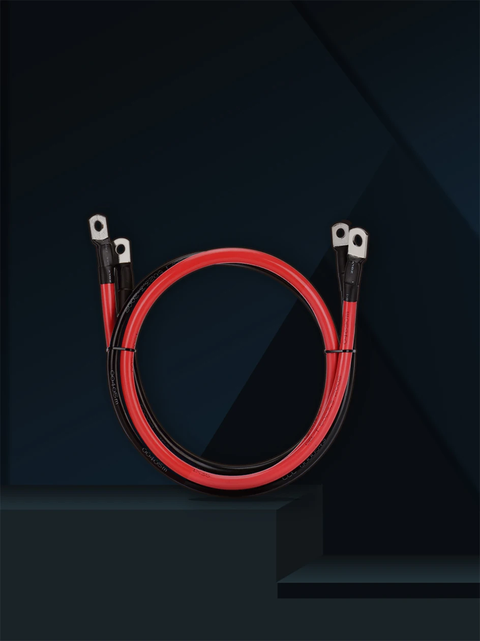 Battery Inverter Connection Cable Set with Terminals 8/6/4/2 AWG 10/16/25/35mm2 UPS Wire Stranded Red Copper Core Tin-plated Lug