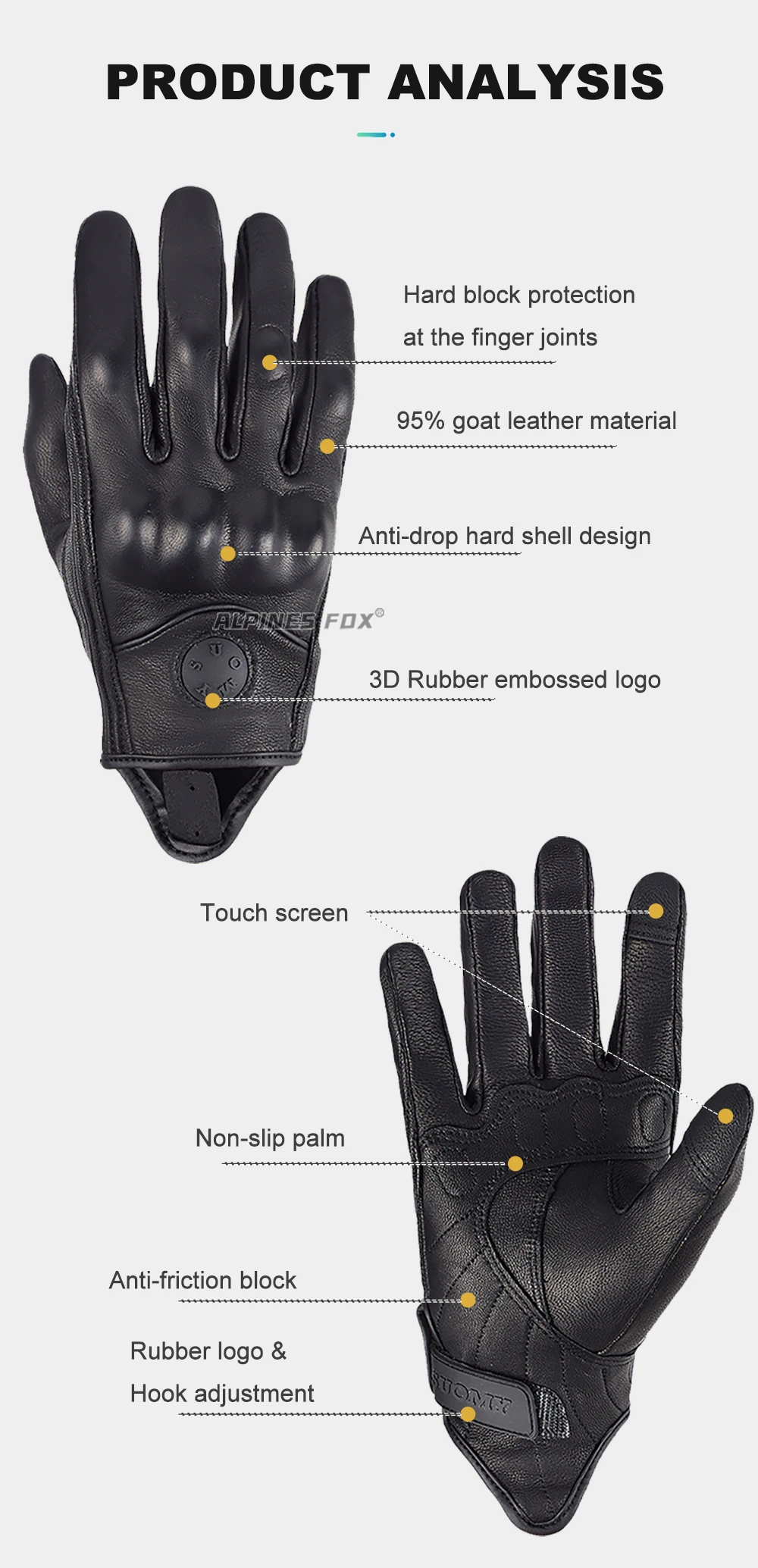 Suomy Vinatge Goatskin Motorcycle Gloves Summer Men Brown Retro Leather Motorbike Motocross Glove Lady Motorcyclist Guantes