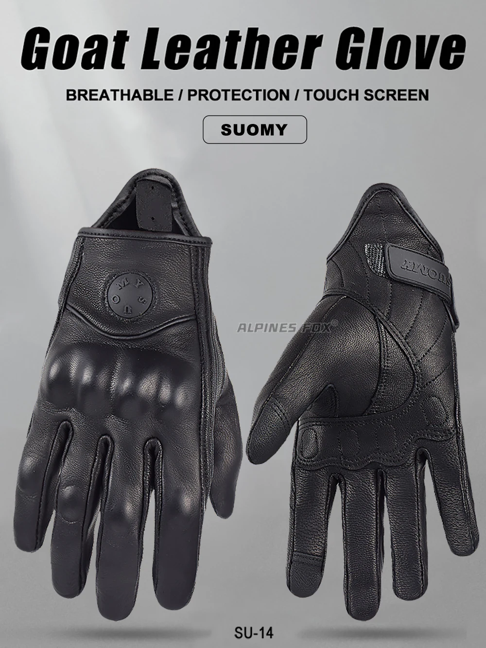 Suomy Vinatge Goatskin Motorcycle Gloves Summer Men Brown Retro Leather Motorbike Motocross Glove Lady Motorcyclist Guantes