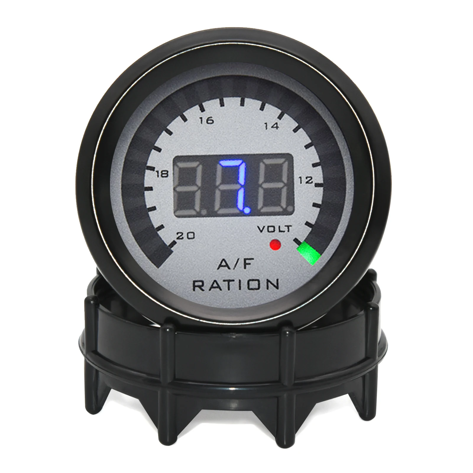 52mm Digital Air Fuel Ratio Gauge Car Gauge AFR Fit for 12V Car Voltmeter 2 in 1 Can Be Paired With Narrowband O2 Oxygen Sensor