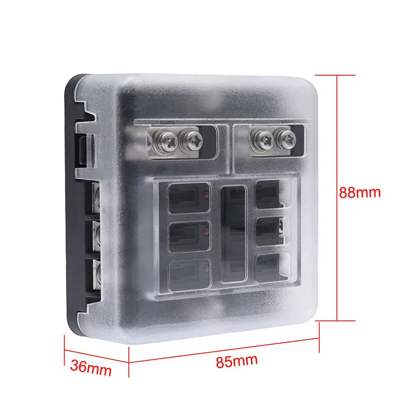 Car Boat Fuse Box Holder With 12 Way Blade Fuse Holder Block & Warning Indicator 12V~24V Power Distribution Panel Board