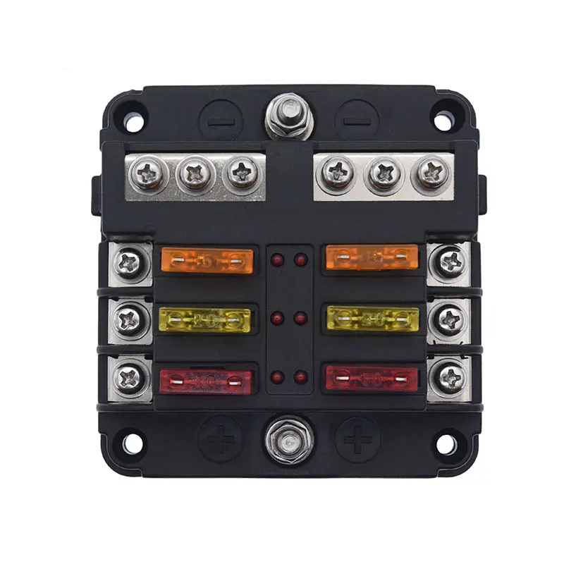 Car Boat Fuse Box Holder With 12 Way Blade Fuse Holder Block & Warning Indicator 12V~24V Power Distribution Panel Board