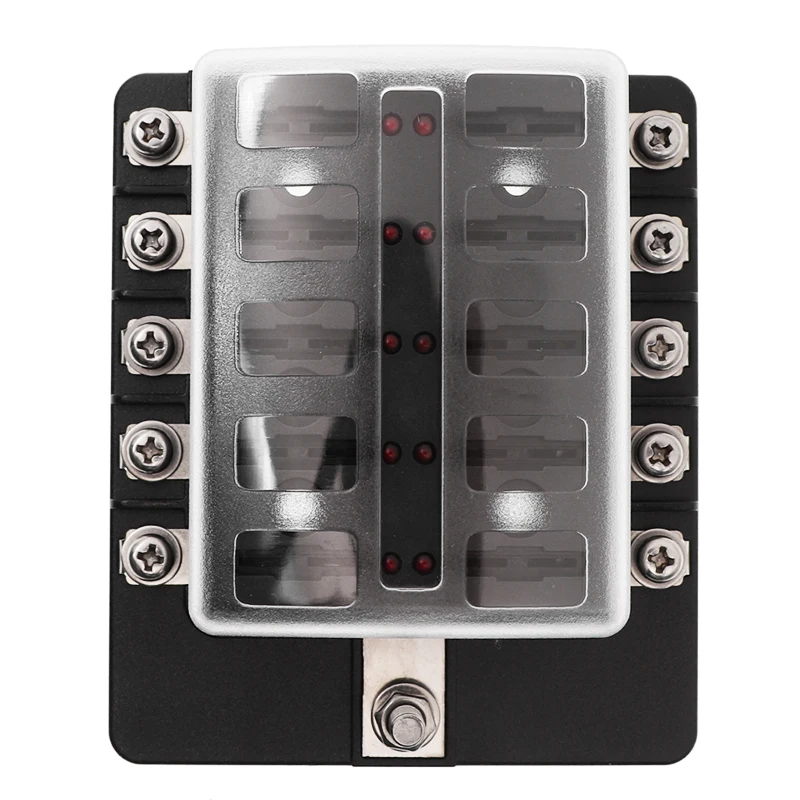 Car Boat Fuse Box Holder With 12 Way Blade Fuse Holder Block & Warning Indicator 12V~24V Power Distribution Panel Board