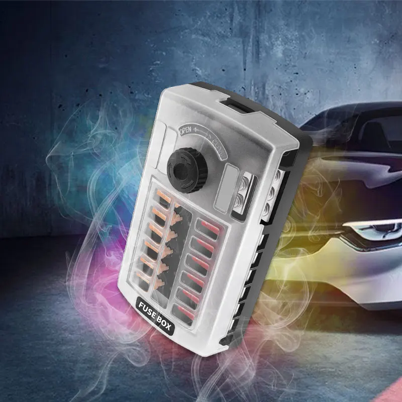 Car Boat Fuse Box Holder With 12 Way Blade Fuse Holder Block & Warning Indicator 12V~24V Power Distribution Panel Board