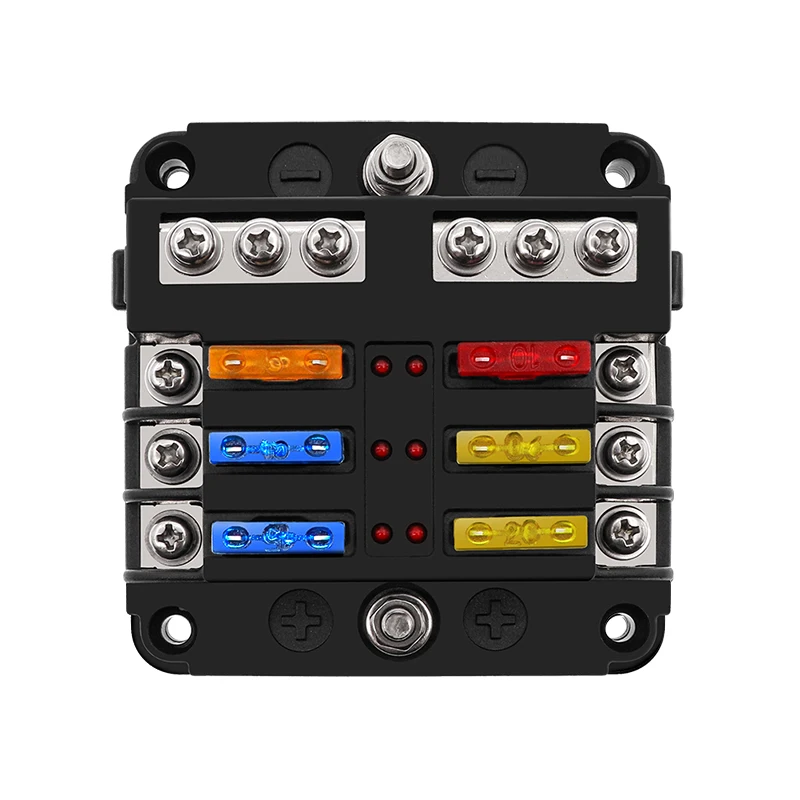 Car Boat Fuse Box Holder With 12 Way Blade Fuse Holder Block & Warning Indicator 12V~24V Power Distribution Panel Board