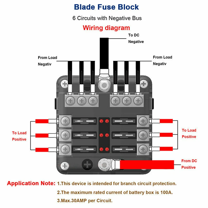 Car Boat Fuse Box Holder With 12 Way Blade Fuse Holder Block & Warning Indicator 12V~24V Power Distribution Panel Board