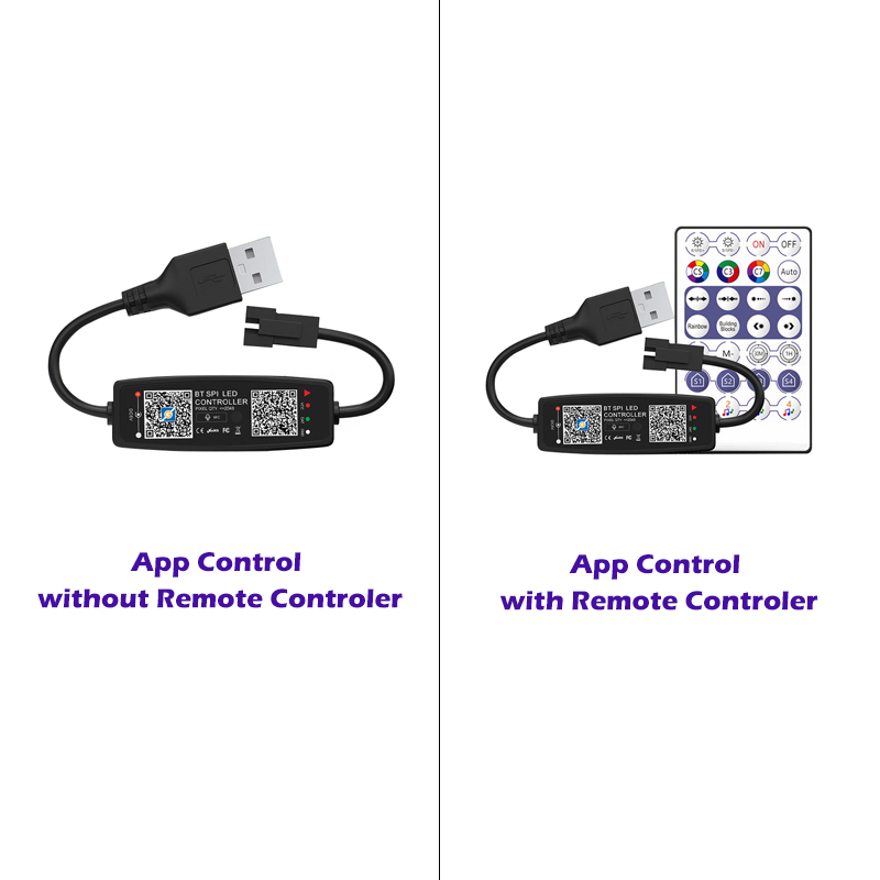 WS2812B Controller Bluetooth Music APP Control for Pixel LED Strip Light SK6812 WS2811 WS2812 Tape Lights USB 5V Remote Control